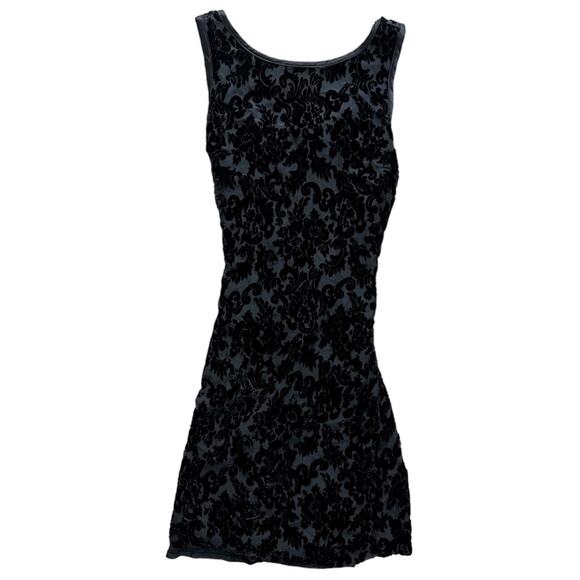 Vintage Velvet Floral Damask Sleeveless Dress Silk Blend Size 10 - Picture 1 of 11